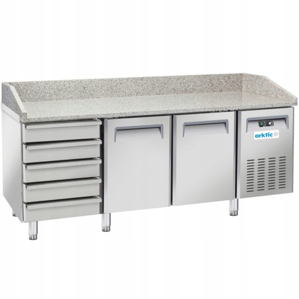 Китай WEW-SC-HP-1030714 Охолоджувана стільниця ARKTIC для піци, 2 камери, 362л, гранітна стільниця, 210Вт, HoReCa