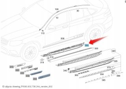 Mercedes-Benz OE LISTWA PROGOWA PRAWA MERCEDES GLC X253 A2536980227 РЕЙКА КРІПЛЕННЯ НАКЛАДКИ ПОРОГА MERCEDES GLC P A2536980227