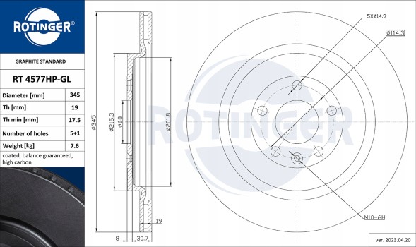 Rotinger RT 4577HP-GL Диск rotinger rt 4577hp-gl
