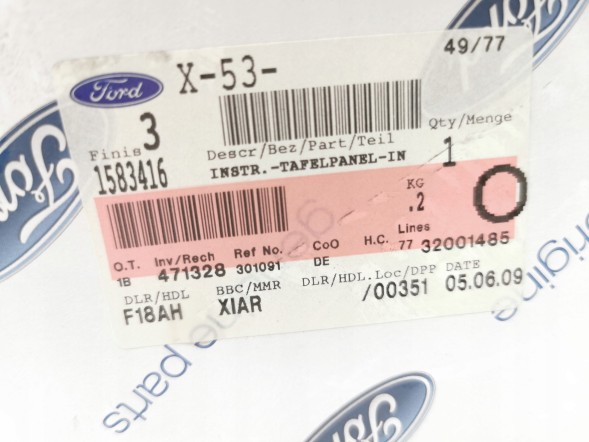 Ford OE Дошка - Прилади - Нижня FORD Fiesta 2008-2012 (CB1) OE 1583416