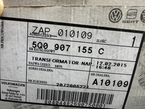 Audi OE 5Q0907155C _auditeile_ Інвертор напруги 230в 5q0907155c audi vw оригінальний -нова-