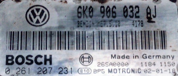 Volkswagen OE 6K0906032AJ 0261207231 BEZ IMMO przygotowany w SDK Блок керування 6K0906032AJ 0261207231 БЕЗ ІММО