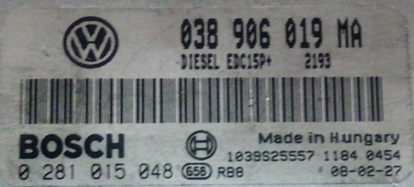 Volkswagen OE 038906019MA 0281015048 BEZ IMMO przygotowany w SDK Блок керування двигуном 038906019MA 0281015048 БЕЗ ІММОБІЛАЙЗЕРА