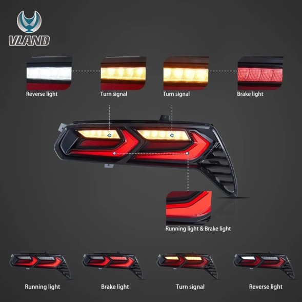 VLAND 25S291-2 z24 mhm Задні ліхтарі комплект тюнінг поворотник Європа чорний Chevrolet Corvette C7 2013-20 Z24