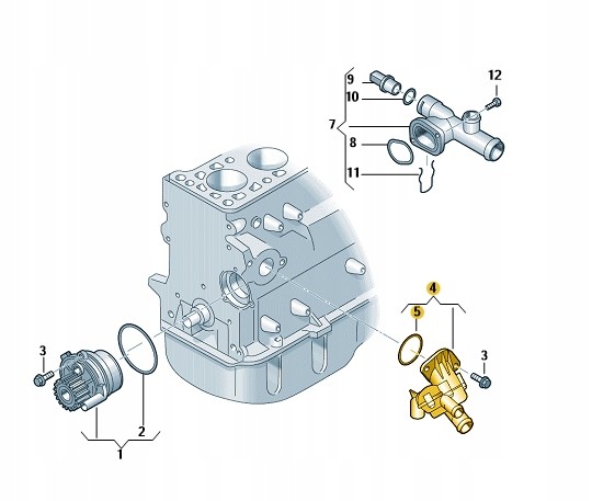 Volkswagen OE 03L121111AF Новий термостат охолоджуючої рідини oe 03l121111af