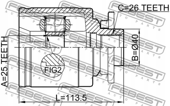 Febest  B32 800_b шарнір вкл./П/рангер 2,5 тд 02-06/л