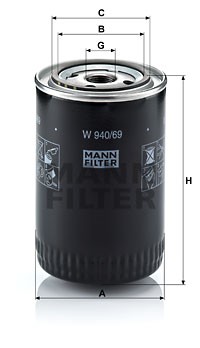 W 940 69 MANN FILTER Фільтр мастил