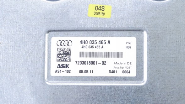 Audi OE 4H0035465A [MJP] AUDI A8 S8 4D А8 Quattro ПІДСИЛЮВАЧ BANG OLUFSEN 4Н0035465А