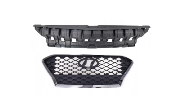 Китай HYUNDAI KONA 17-20 GRILL ATRAPA CZARNY Z SREBRNĄ RAMKĄ + MOCOWANIE GÓRNE WZMOCNIENIE PAS GÓRNY NOWY HYUNDAI KONA I 17-20 РЕШІТКА РАДІАТОРА ЧОРНА З СРІБНОЮ РАМКОЮ + КРІПЛЕННЯ НОВА