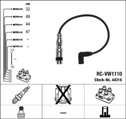 44316 NGK 44316 Комплект ізольованих проводів для свічок запалення RC VW1110