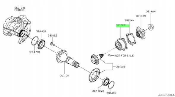 Nissan OE ПІДШИПНИК-ШЕСТЕРНЯ ПРИВОДУ Nissan X-Trail Nissan Qashqai OE 38120-3KA0A