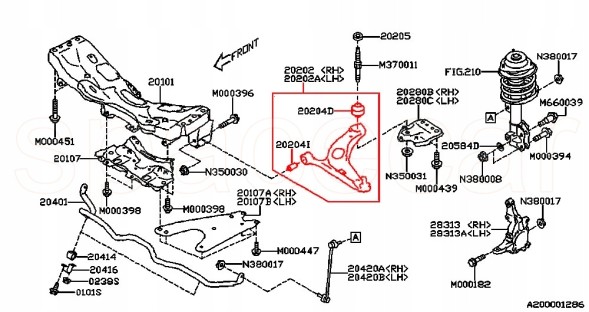 Subaru OE 20202VC021 Коливач передній правий 2.4л SUBARU WRX V11 2022-