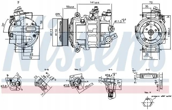 Nissens 890893 Компресор кондиціонера 890893 nissens vw