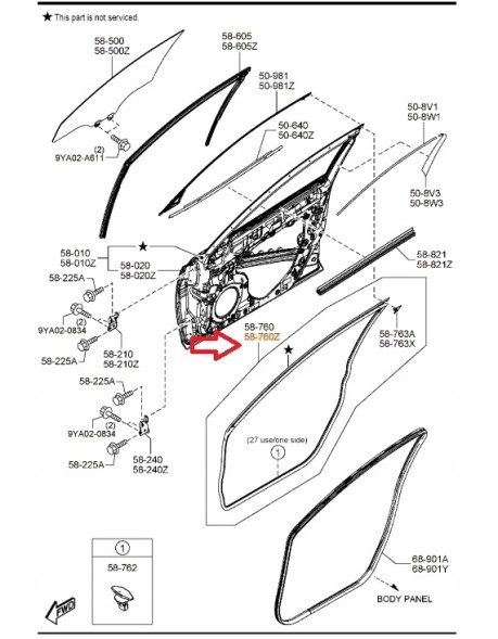 Mazda OE Ущільнювач дверей ліва сторона Mazda 6 GL GBFN59760