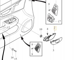 Volvo OE 32237012 VOLVO S60 V60 II XC60 II права внутрішня ручка передня задня чорна OE