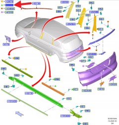 Ford OE EM2B-R254A76-BFXWAA EM2Z5825556BA НИЖНЯ НАКЛАДКА ДВЕРЕЙ ЗАДНЯ ПРАВА FORD S-MAX 15- 2108398 _ EM2B-R254A76-BFXWAA