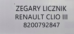Renault OE 8200792847 RENAULT ГОДИННИК ЛІЧИЛЬНИК RENAULT CLIO III 3 - 8200792847