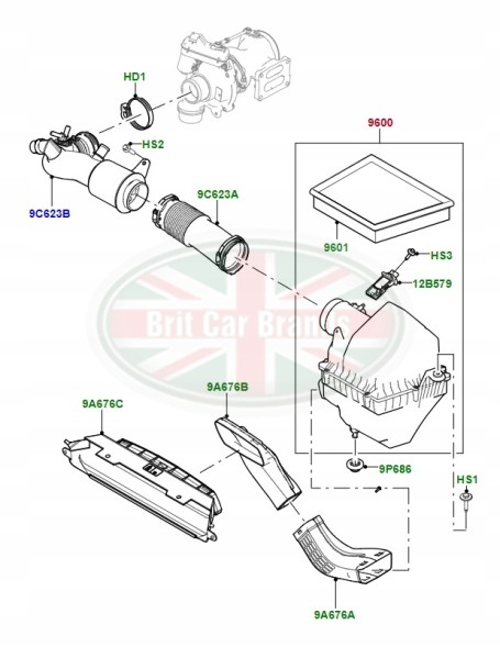 Land Rover OE Корпус повітряного фільтра Range Rover Velar L560 LR172971 LR093972