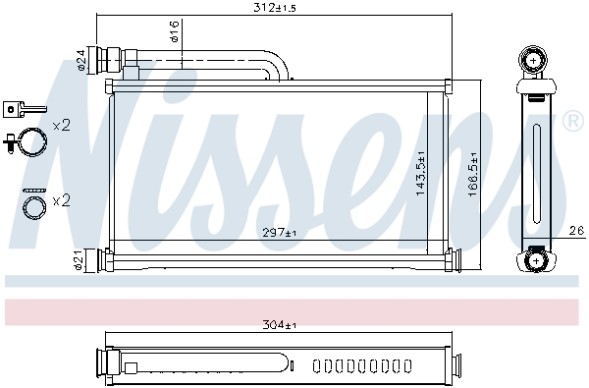 70233 NISSENS Радіатор обігріу салону