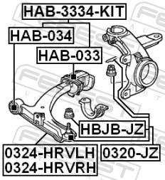 HAB 033 FEBEST САЙЛЕНТБЛОК ЗАДНІЙ ПЕРЕДНЬОГО ВАЖЕЛЯ