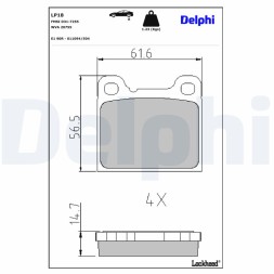 LP18 DELPHI Комплект гальмівних колодок з 4 шт дисків