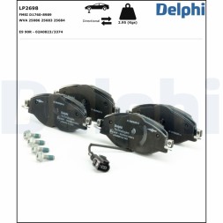 LP2698 DELPHI Комплект гальмівних колодок з 4 шт дисків