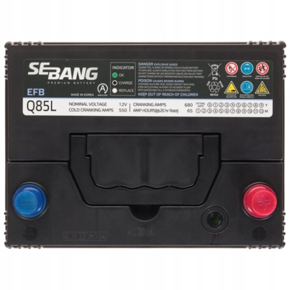 CHINA EFBJ65R Акумуляторна батарея sebang efb 12v 65ah 550а p+ efbj65r