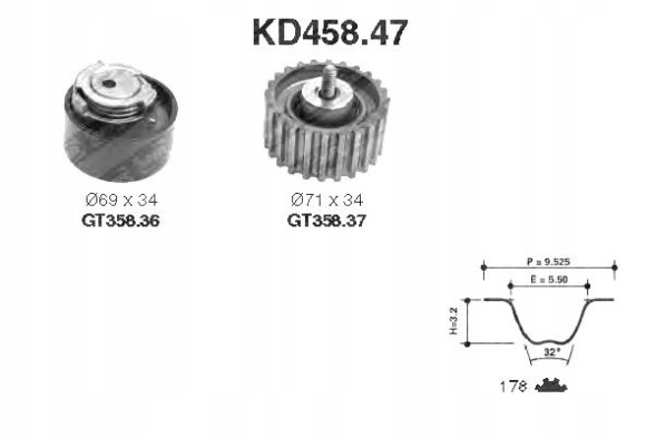 SNR KD458.47 Грм kpl. Ремінь + рулон iveco daily iii, daily iv, daily v, daily vi