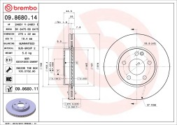 09 8680 11 BREMBO Диск гальмівний