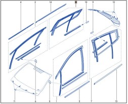 Renault OE 823308094R Комплект ущільнювачів скла дверей задніх правих RENAULT MEGANE III 3 KOMBI OE