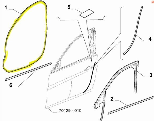 Alfa Romeo OE 6000626320 Ущільнювач дверей переднього пасажира Alfa Romeo Giulia