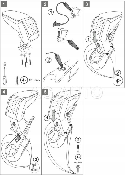 Rati C05501A Підлокітник RATI Стандарт тканина, Renault Twingo, 2014- ,