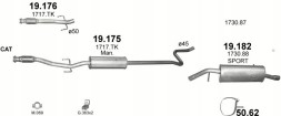 Polmostrów 19.175+19.182 Глушники комплект peugeot 207 об.1,4+1,6 +кабріолет+обойма