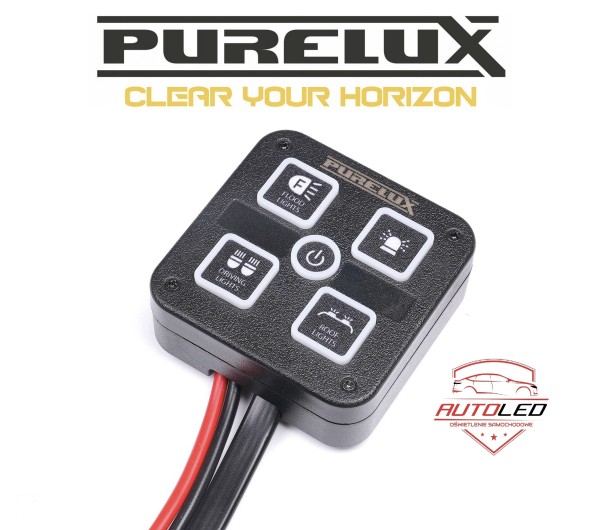 PURELUX Mini Panel Sterowania 4 Przyciski 12V 24V Kontroler LED Off Road HS15739-17511 PURELUX Міні-панель керування 4 кнопки 12В 24В контролер LED для позашляховиків