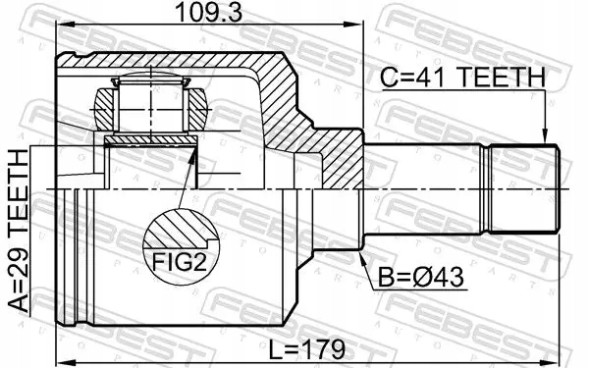 Febest 2811-DUCQ18LH Шрус (граната) на півось 2811-ducq18lh febest