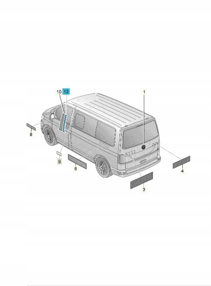 Volkswagen OE 7E0853312041 наліпка на зсувні двері чорна ліва ASO VW