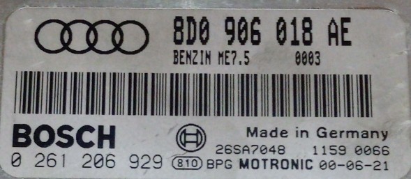 Volkswagen OE 8D0906018AE 0261206929 BEZ IMMO przygotowany w SDK Блок керування двигуном 8D0906018AE 0261206929 БЕЗ IMMO