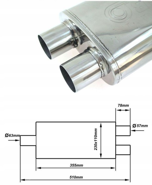 Китай TW-TL-306YUD ЦЕНТРАЛЬНИЙ ГЛУШНИК 2,5" + 2 x 2,25" Y PIPE SPORTS TURBOWORKS