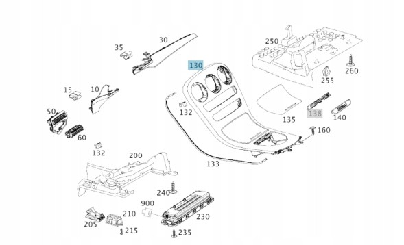 Mercedes-Benz OE Верхня панель консолі, планка, корпус, захист MERCEDES GLC 350 d A2536806502