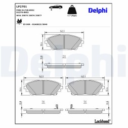LP2701 DELPHI Комплект гальмівних колодок з 4 шт дисків