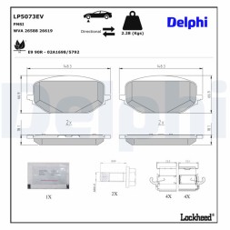 LP5073EV DELPHI Комплект гальмівних колодок з 4 шт дисків