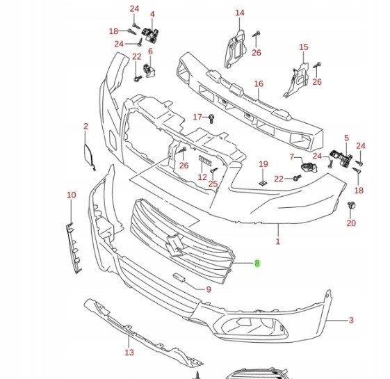 Suzuki OE 71741-61M00-CHR-SS Решітка радіатора Suzuki OE срібляста передня