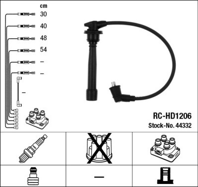 44332 NGK 44332 Комплект ізольованих проводів для свічок запалення RC HD1206