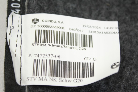 BMW OE 7472537 52107472537 MAH7 Skóra Vernasca/czarna, szew szary ЧОХОЛ СИДІННЯ БЕДРЕНА VERNASCA BMW G42 G20 G26 G22 G01 G02