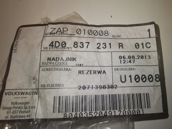Audi OE Ключ пульт дистанційного керування AUDI A3 A4 A6 4D0837231R