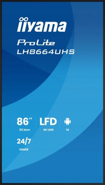 Китай WEW-SC-AB-ULIIY086L64B3AG Монітор IIYAMA 86" LH8664UHS-B3AG 4K IPS WiFi 24/7 2xHDMI Android