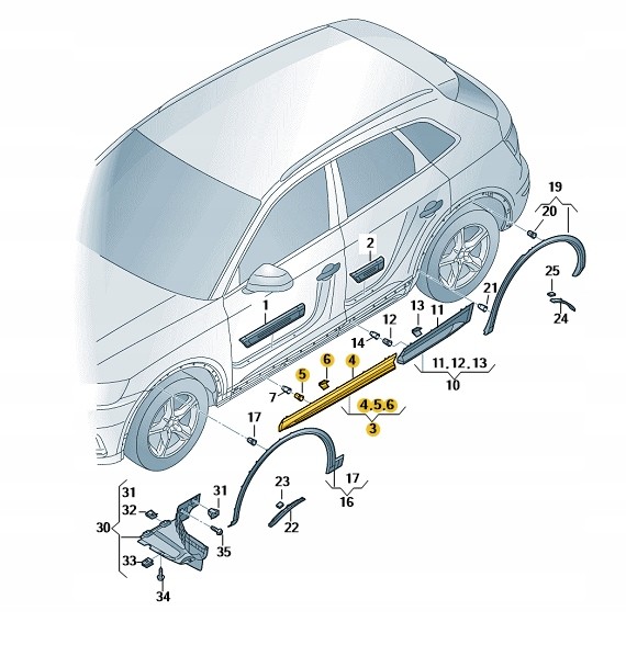 Audi OE 80A853959AMX3 *ДЕКОРАТИВНА НАСАНКА НА ПЕРЕДНІ ЛІВІ ДВЕРІ AUDI Q5 Дилер