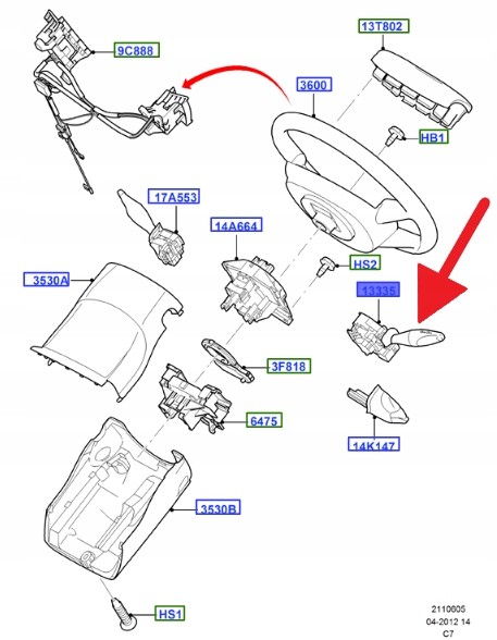 Ford OE МАНЕТКА ПОВОРОТНИКА FORD TRANSIT CONNECT 2002- 4373026 _ 2T1T-13335-AB