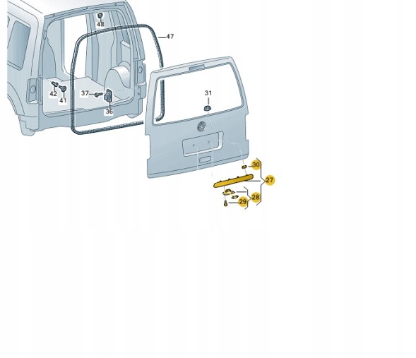Volkswagen OE 2K5827574R9B9 Оригінальна планка підсвітки номерного знака VW Caddy 3,4 2K5827574R