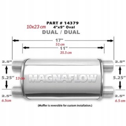 Magnaflow Глушник MagnaFlow 4x9" 2,5" / 2,5" 63 мм / 63 мм нержавіюча сталь 14379